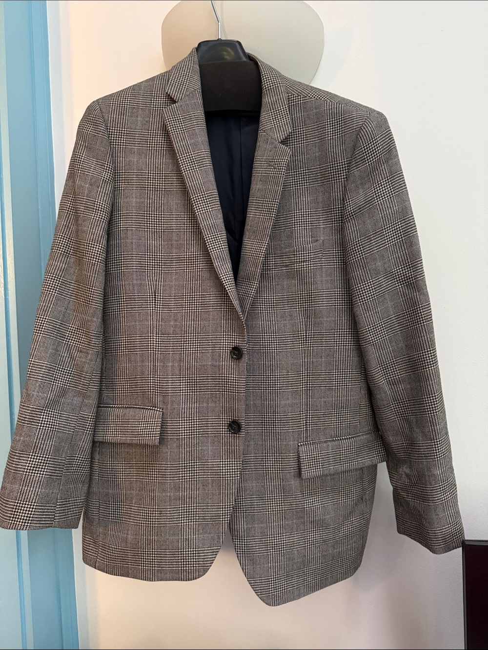 J. Crew Men's Glen Plaid Blazer in Gray and Black
